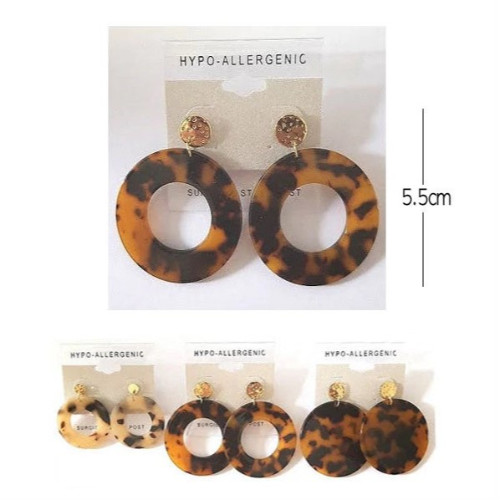 3102PC Leopard Print Acetate Earrings