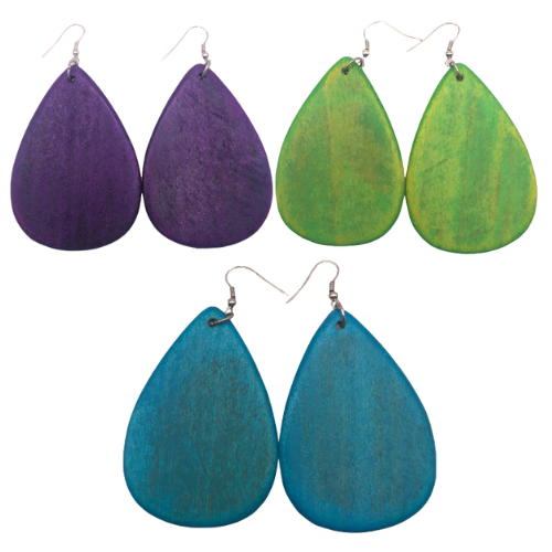 Wooden Tear Drop Earring 