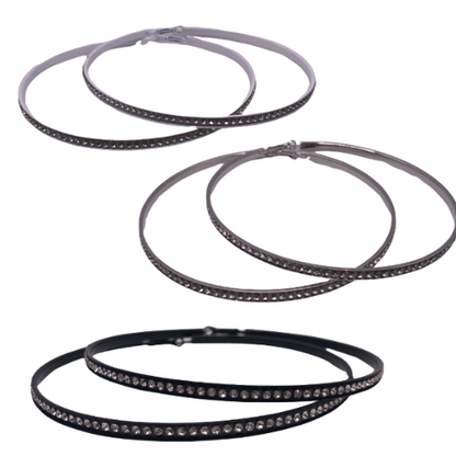 Hoop Earring With Clear Gems 