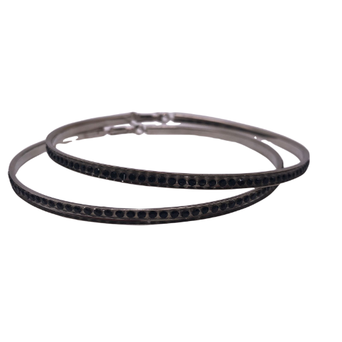 Silver Hoop Earring With Gems