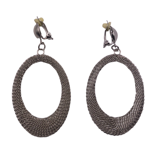 Small Oval Hoop Clip-on Earring Silver