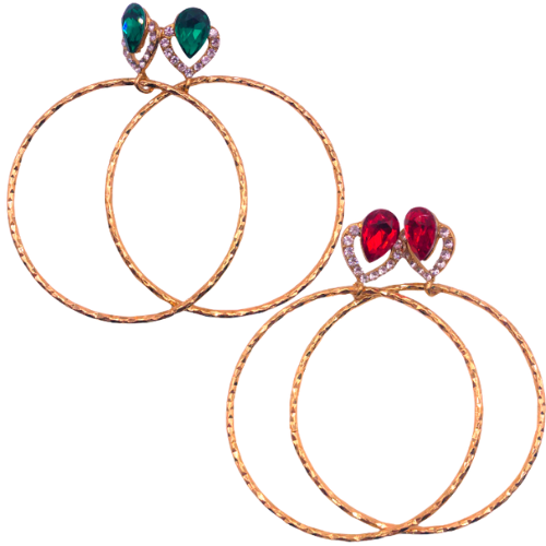 Gold Hoop With Emerald Earring