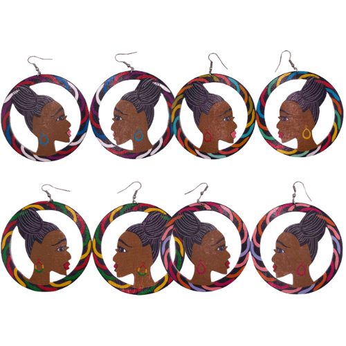 Woman Face Hoop Earring 