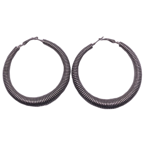 Thick Spring Hoop Earring Silver