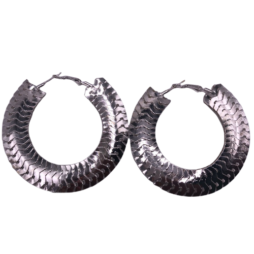 Scale Hoop Earring Silver