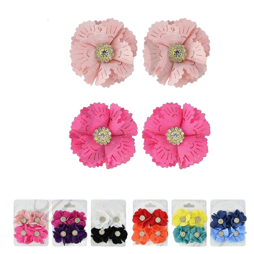 Fabric Flower Earring 2-Pair Set