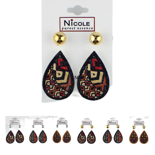 Tribal Print & Metal Stud Earring 2-Pair Set