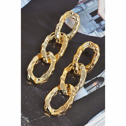 Hammered Chain Link Earrings Gold