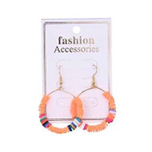 Multi Bead Circle Earrings Peach