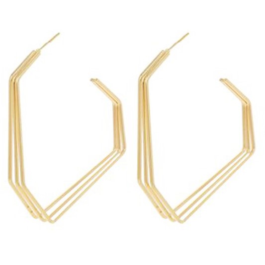 Abstract Shape Hoop Earrings Gold