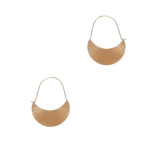 Half Moon Metal Drop Hoop Earrings Gold