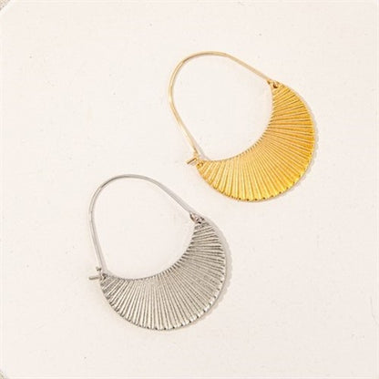 Half Moon Metal Drop Hoop Earrings Gold
