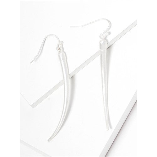 TE1206 Long Horn Drop Earring Silver