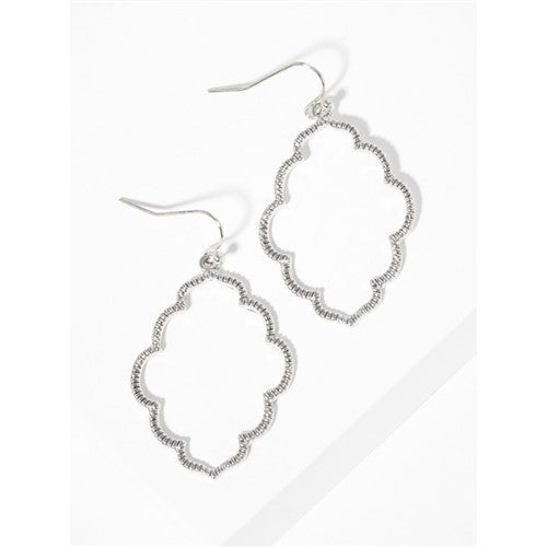 AE4818 Textured Morrocan Drop Earring Silver