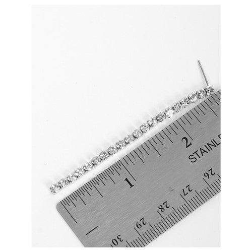 Long Crystal Drop Earring Silver