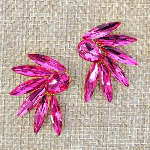 Gem Burst Glass Earring Fuchsia