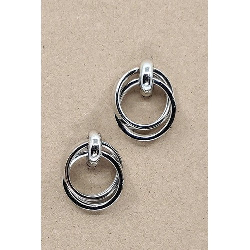 ER-75828 Double Ring Earring Silver