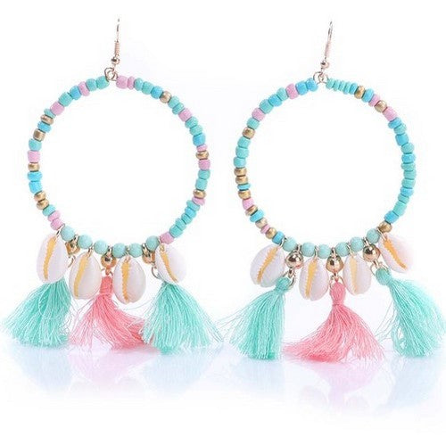 Shell Vacation Earrings Turquoise/Pink