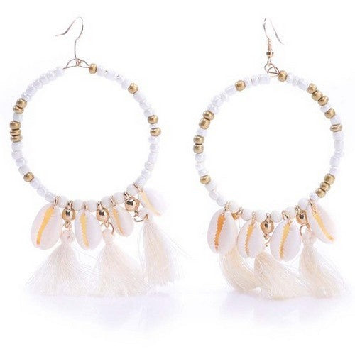 Shell Vacation Earrings White