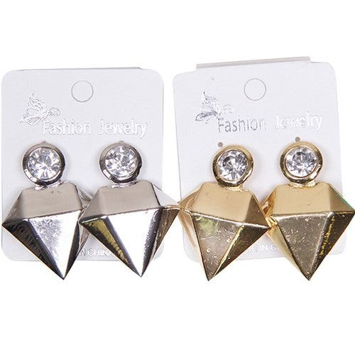 UER-4447-C Diamond Metallic Clip On Earrings