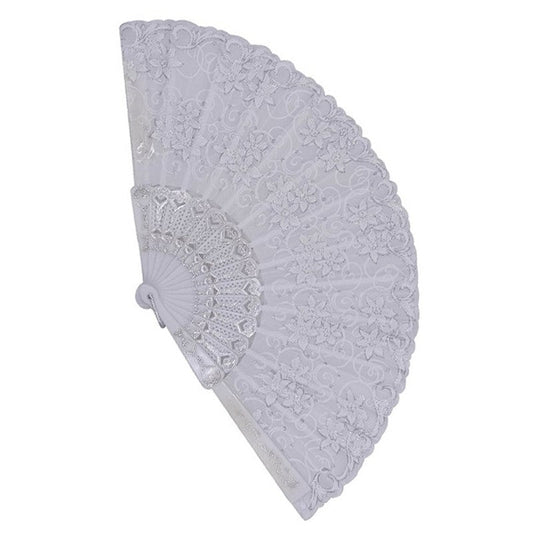 9" Decorative Lace Hand Fan White