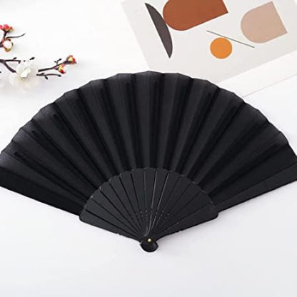 9" Hand Fan Plain Black