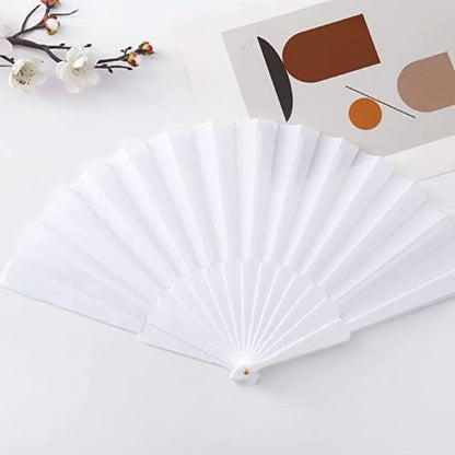 9" Hand Fan Plain White