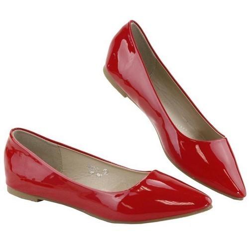 Patent Point Toe Flats Red