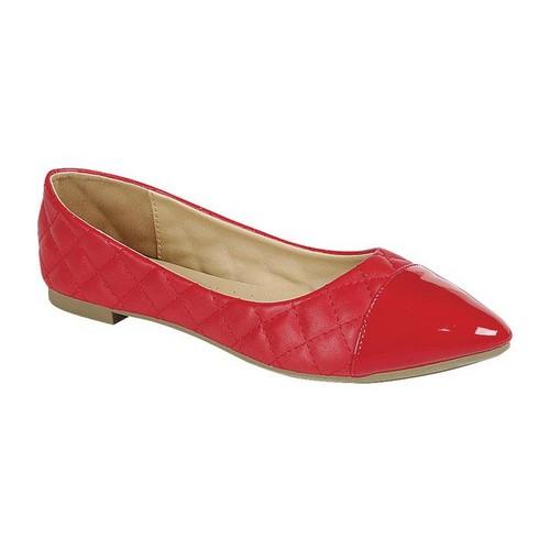 Point Toe Flat Shoes Red 