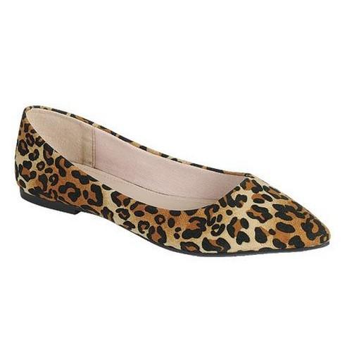 Point Toe Flat Shoes Leopard