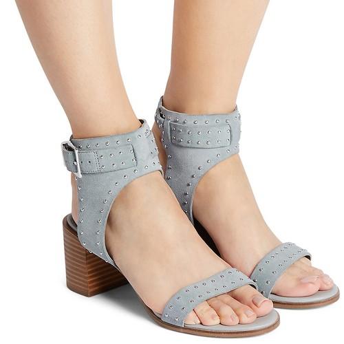  T022959A M&S COLLECTION Suede Block Heel Stud Sandals Grey