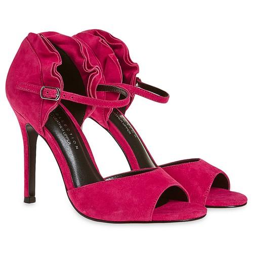 Marks & Spencer Suede Stiletto Ruffle Sandals Pink