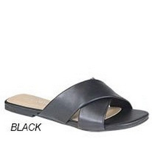 Cross-Over Strap Slipper Black