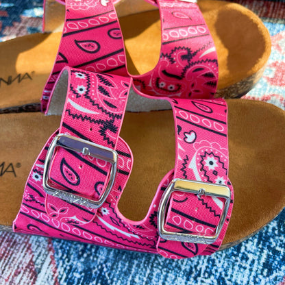 Bandanna Print 2 Buckle Slipper Pink