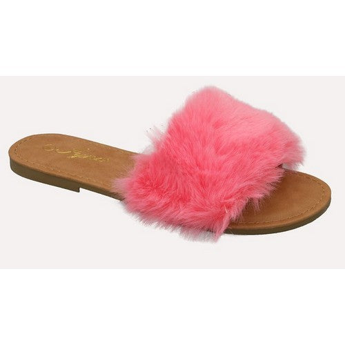 APPLE-31 Fur Slides Hot Pink