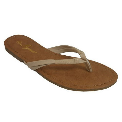 APPLE-26 Weave Thong Flip-Flop Beige