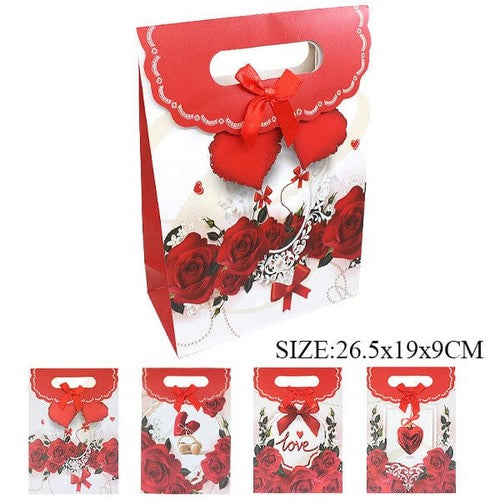 Red Rose Fold-Over Gift Bag