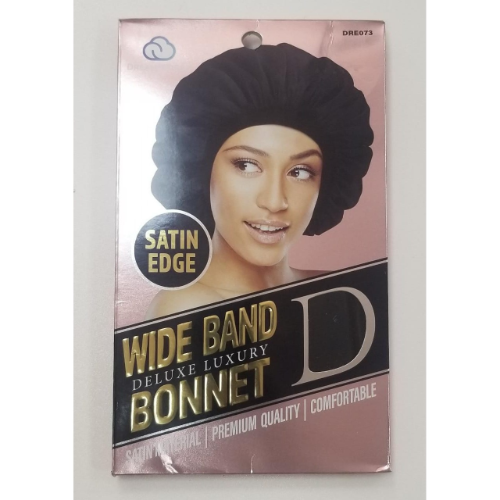 Satin Edge Wide Band Bonnet Black