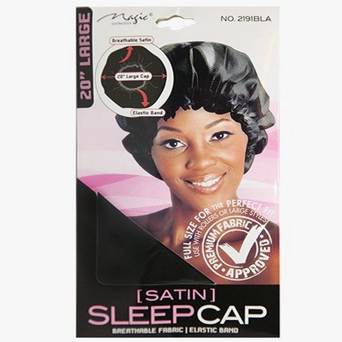 20" Large Satin Sleep Cap Black