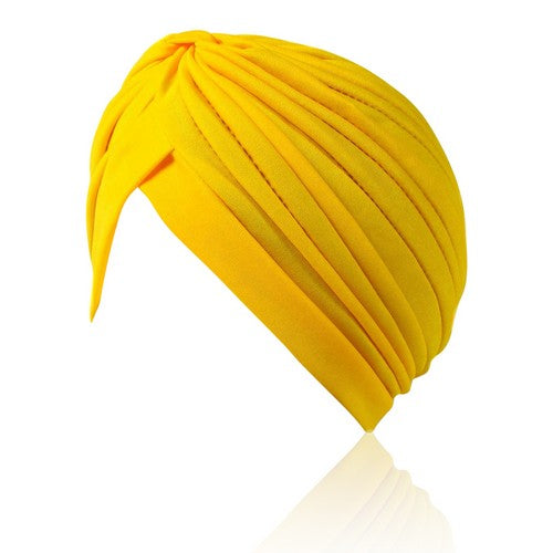 Pleated Turban Plain Yellow