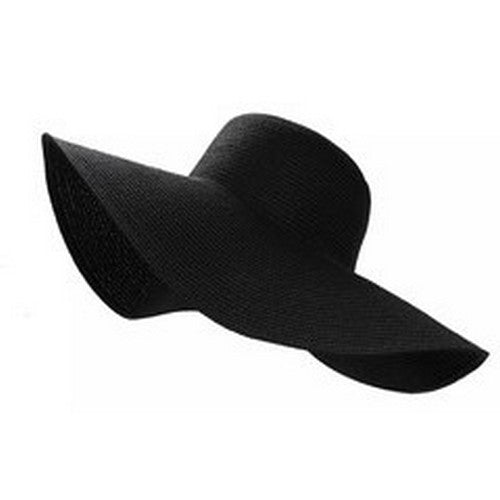 H3460 Large Straw Sun Hat Black