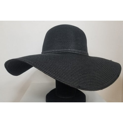 JDV013 Medium Floppy Straw Hat Black