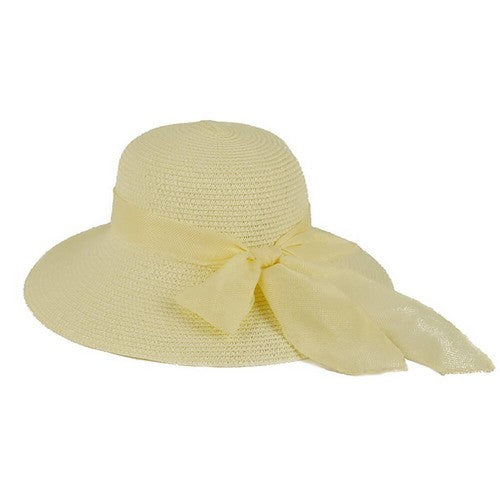 JDV097 Linen Bow Straw Hat Beige