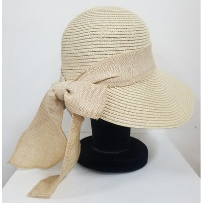 JDV072-1 Straw Visor with Bow Beige