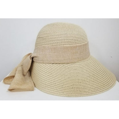 JDV072-1 Straw Visor with Bow Beige