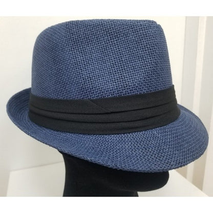 M-215 Straw Trilby Hat Navy