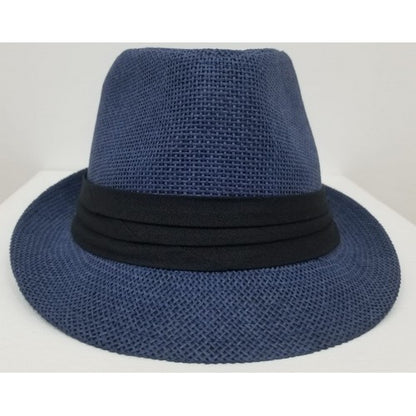 M-215 Straw Trilby Hat Navy