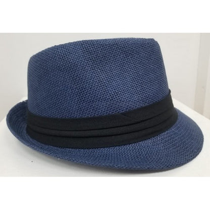 M-215 Straw Trilby Hat Navy