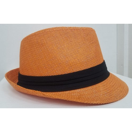M-215 Straw Trilby Hat Orange