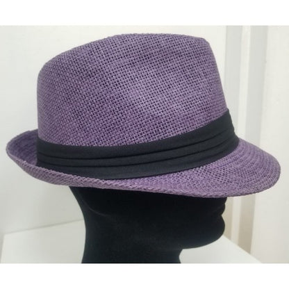 M-215 Straw Trilby Hat Purple